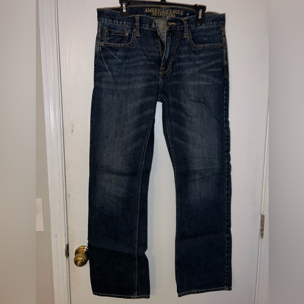 Men's American Eagle Dark Blue Jeans - Straight Leg 32x34